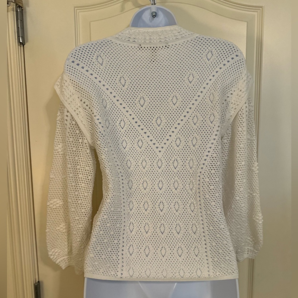 White House Black Market white Pointelle Pullover Size Small - Picture 8 of 13